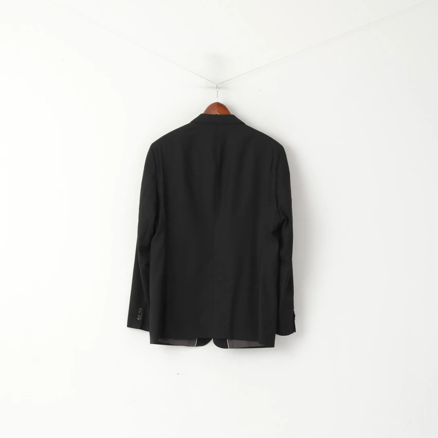 Hugo Boss Men 56 46 Blazer Black Wool The James2 Single Breasted Jacket