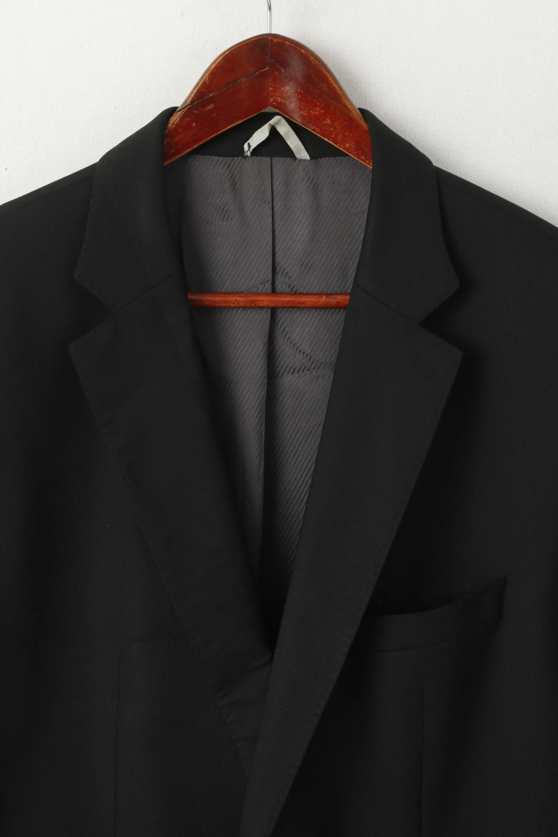 Hugo Boss Men 56 46 Blazer Black Wool The James2 Single Breasted Jacket