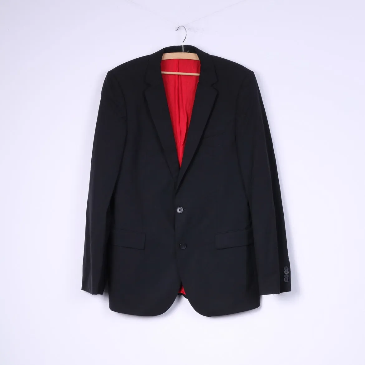 Hugo Boss Men 98 40 Blazer Jacket Single Breasted Black Amaro/Helse Wool