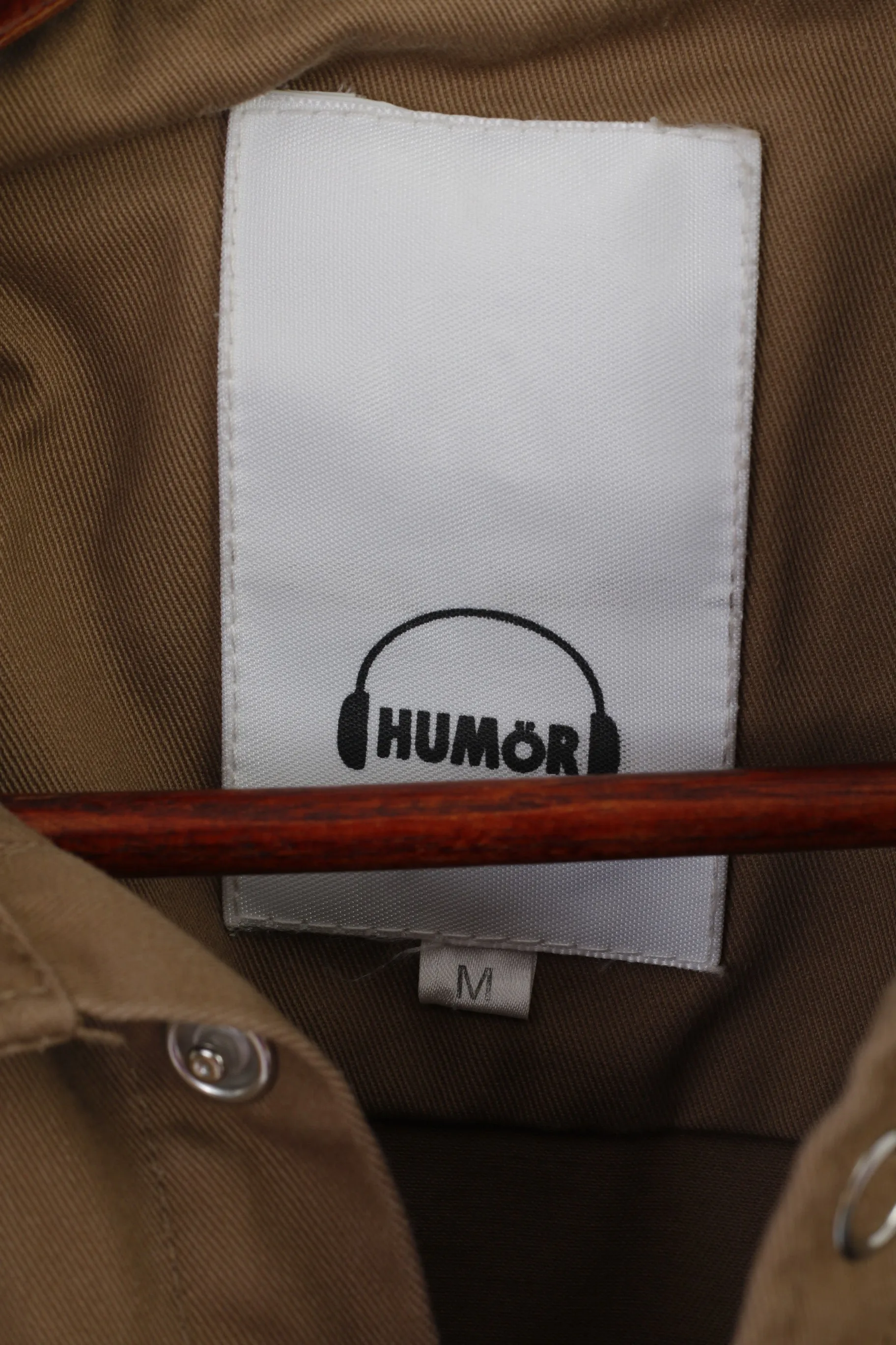 Humor Men M Casual Shirt Brown Cotton Long Sleeve Snaps Pockets Heavy Top