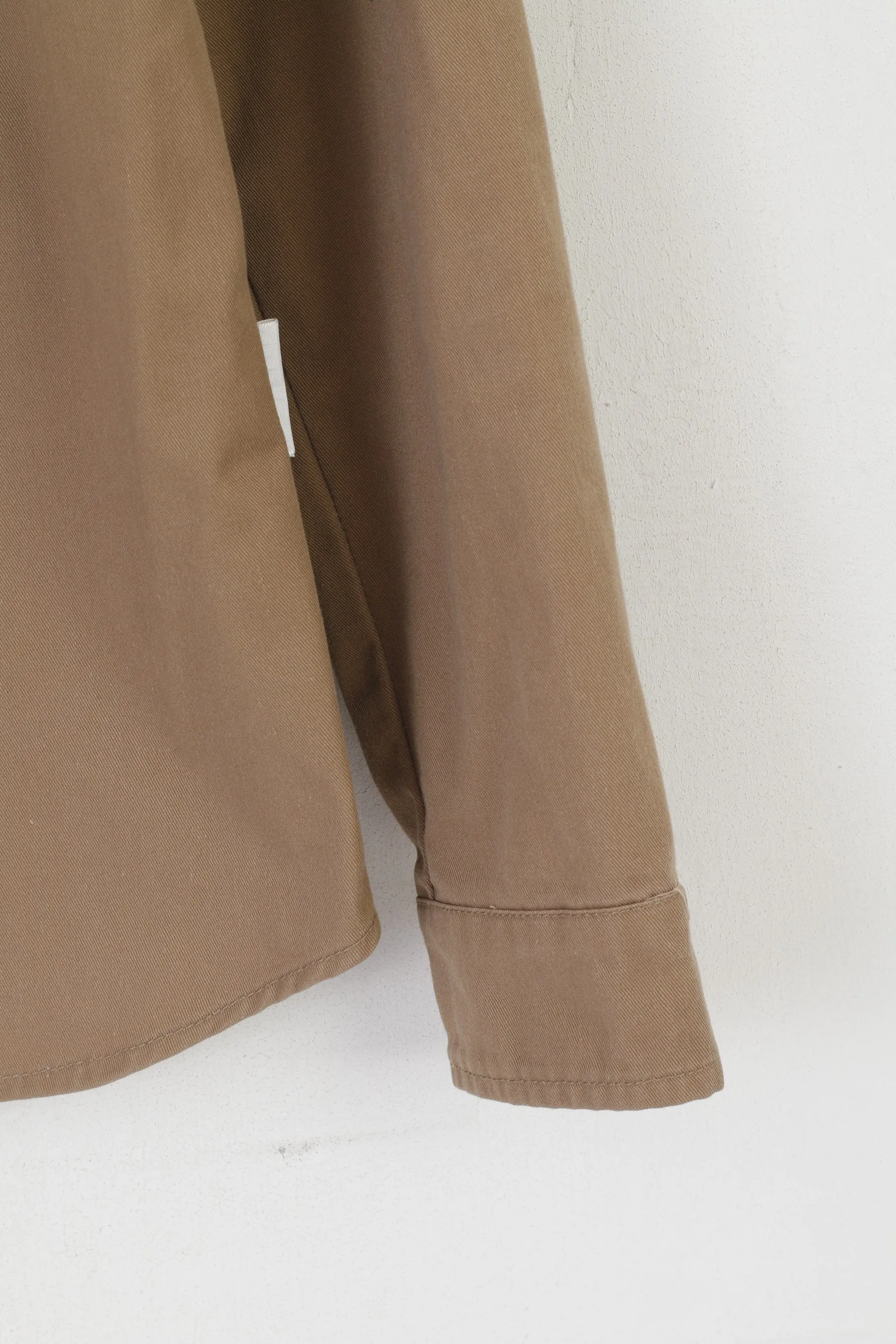 Humor Men M Casual Shirt Brown Cotton Long Sleeve Snaps Pockets Heavy Top