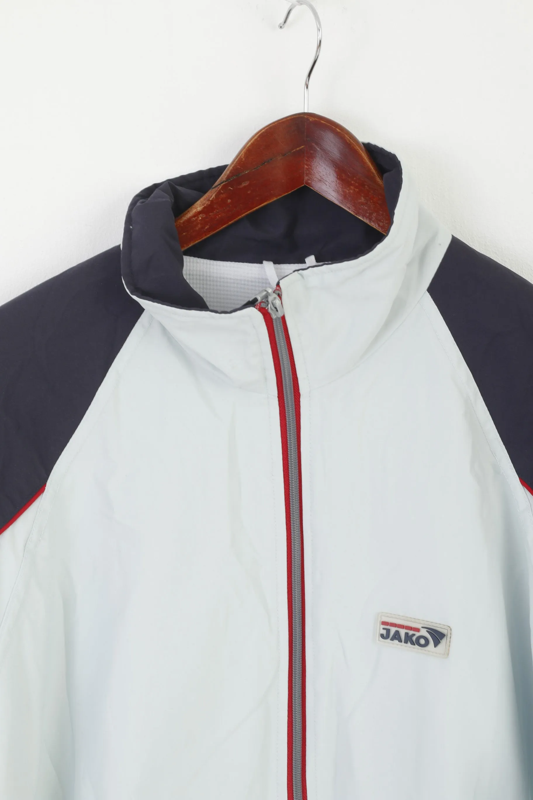 Jako Men L Jacket Blue Navy Vintage Sportswear Full Zipper Removable Sleeve Top