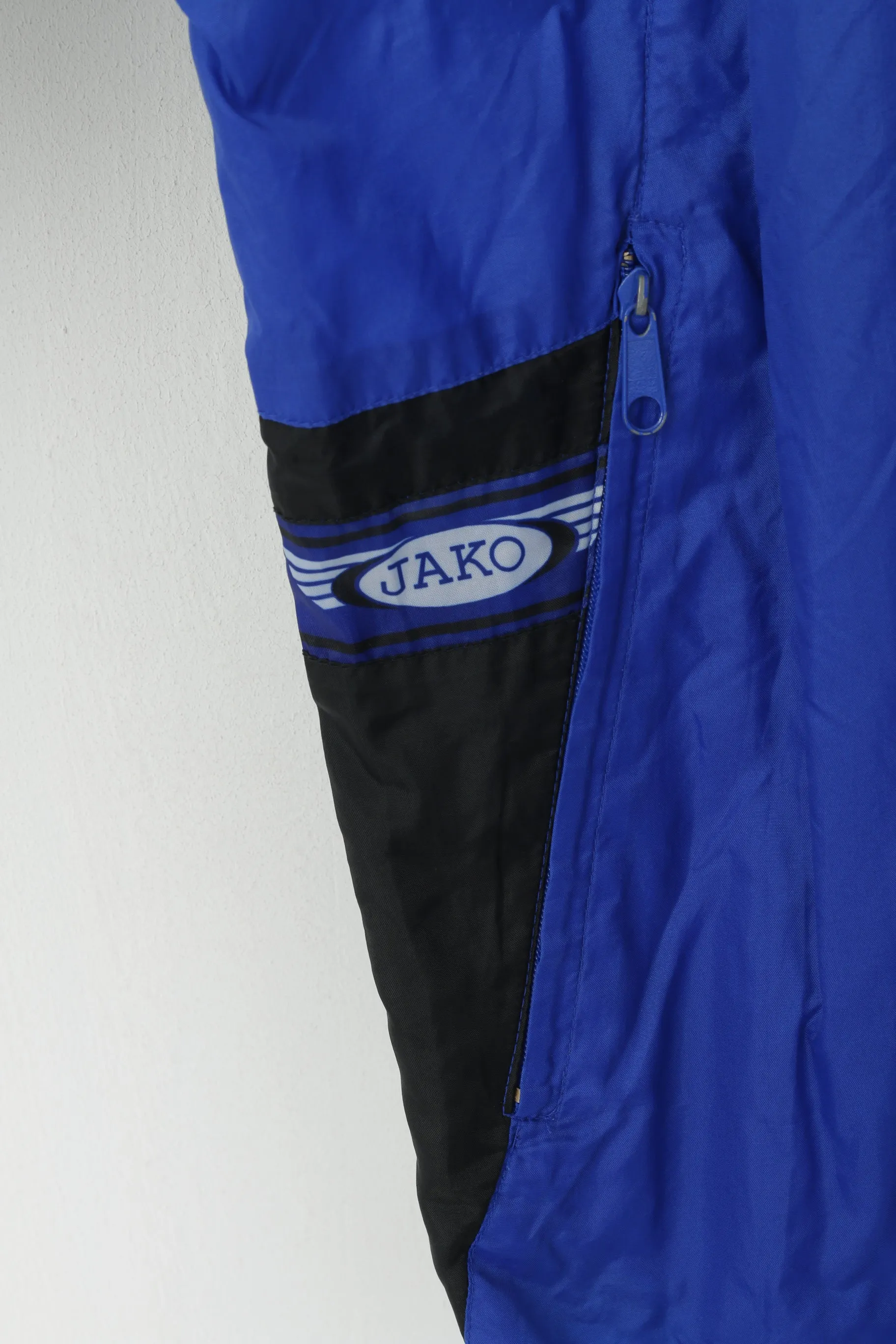 Jako Men M Jacket Blue Rain Nylon Waterproof Vintage 90s Hooded Light Top