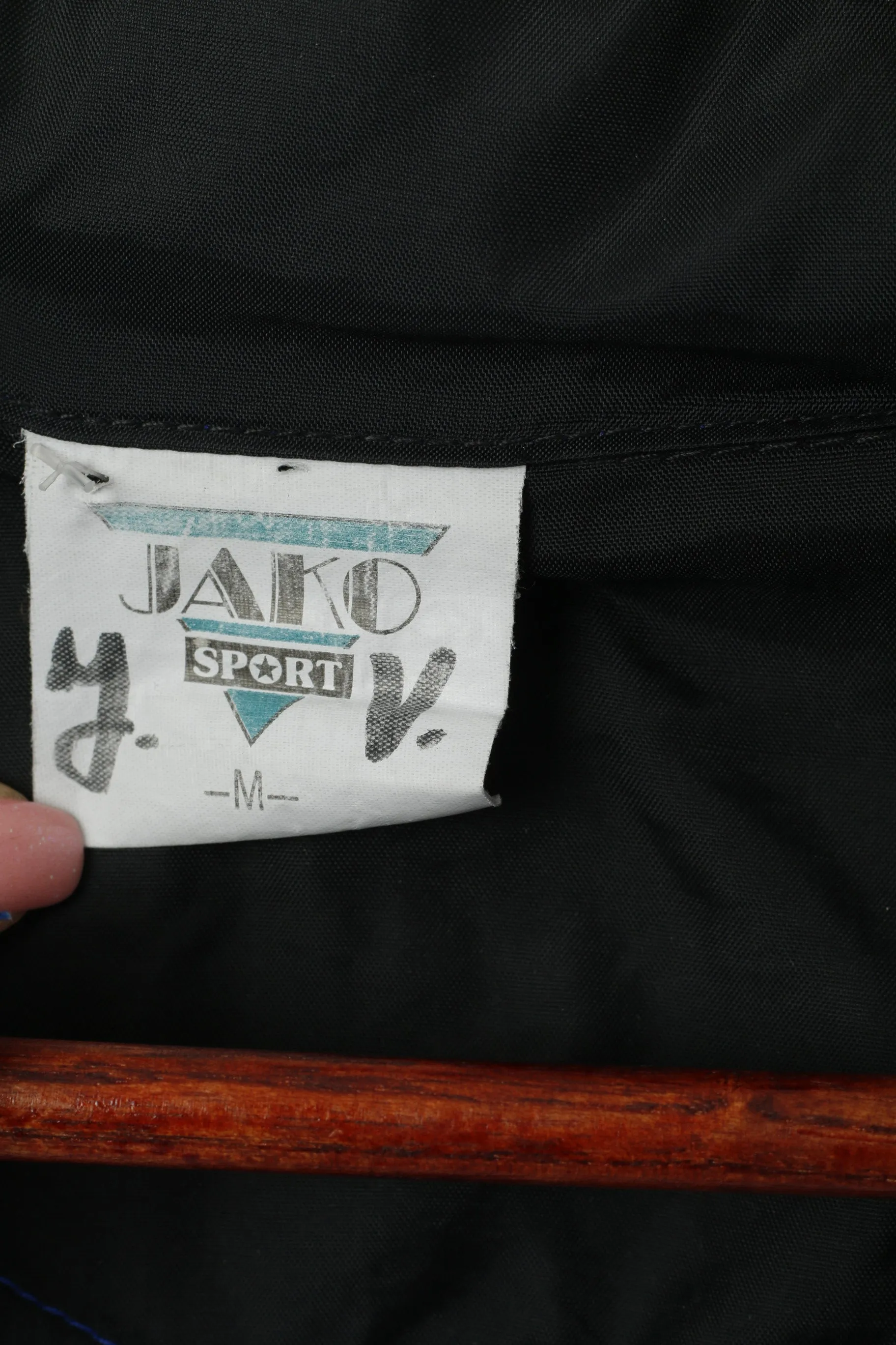 Jako Men M Jacket Blue Rain Nylon Waterproof Vintage 90s Hooded Light Top