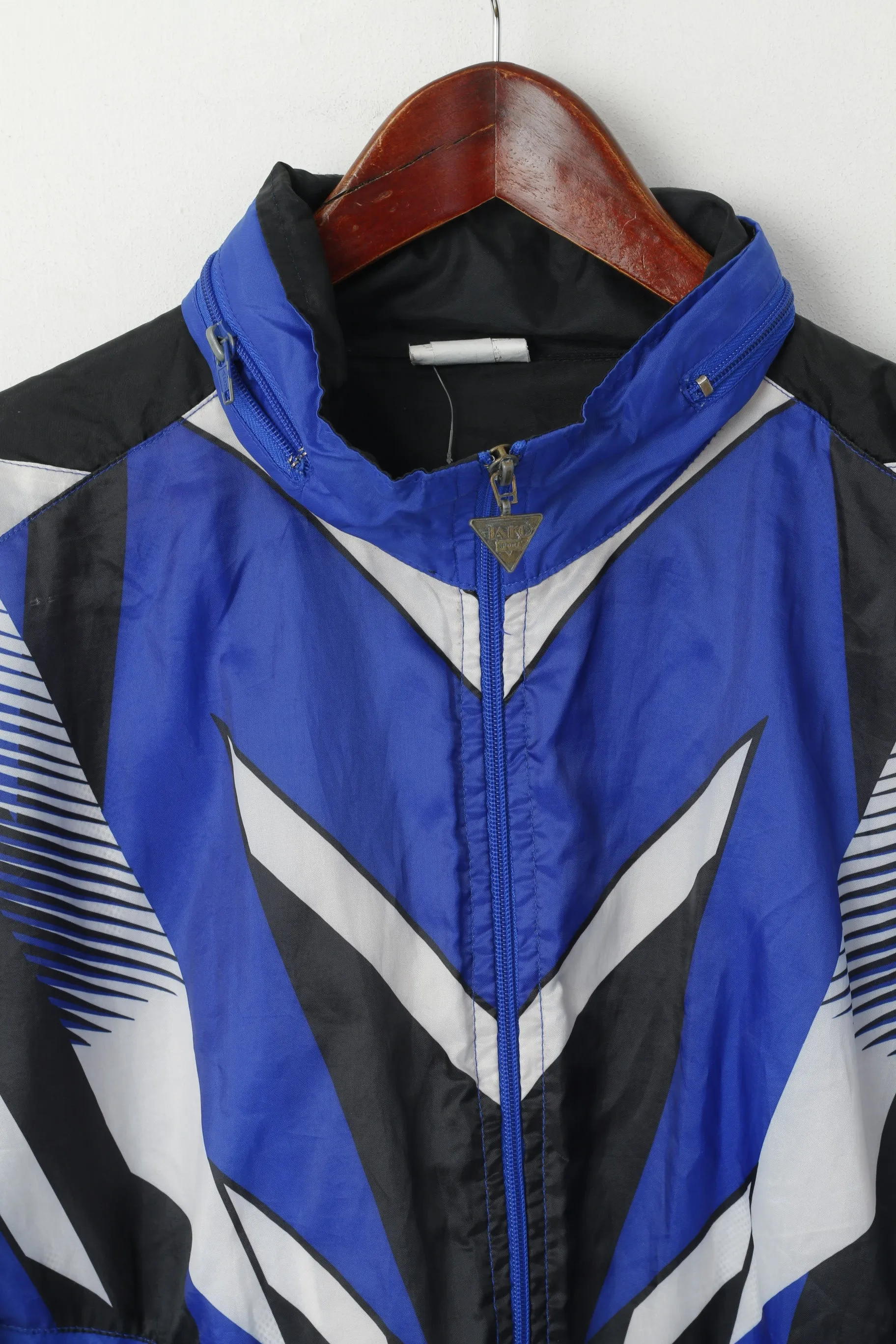 Jako Men M Jacket Blue Rain Nylon Waterproof Vintage 90s Hooded Light Top
