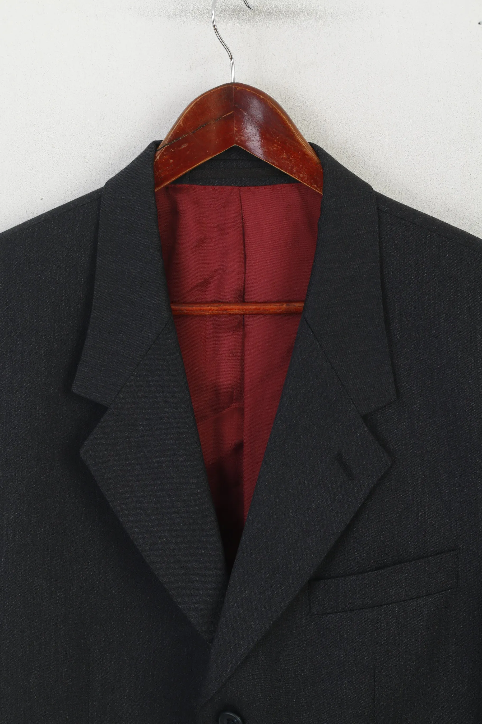 James Aubrey Men 42 L Blazer Charcoal New Wool Single Breasted England Jacket