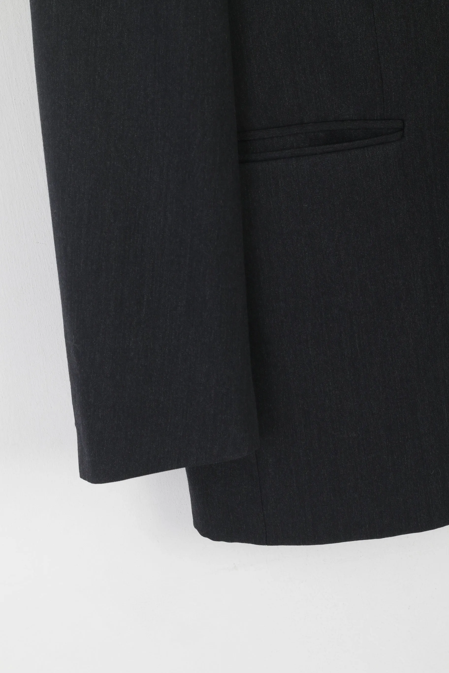 James Aubrey Men 42 L Blazer Charcoal New Wool Single Breasted England Jacket