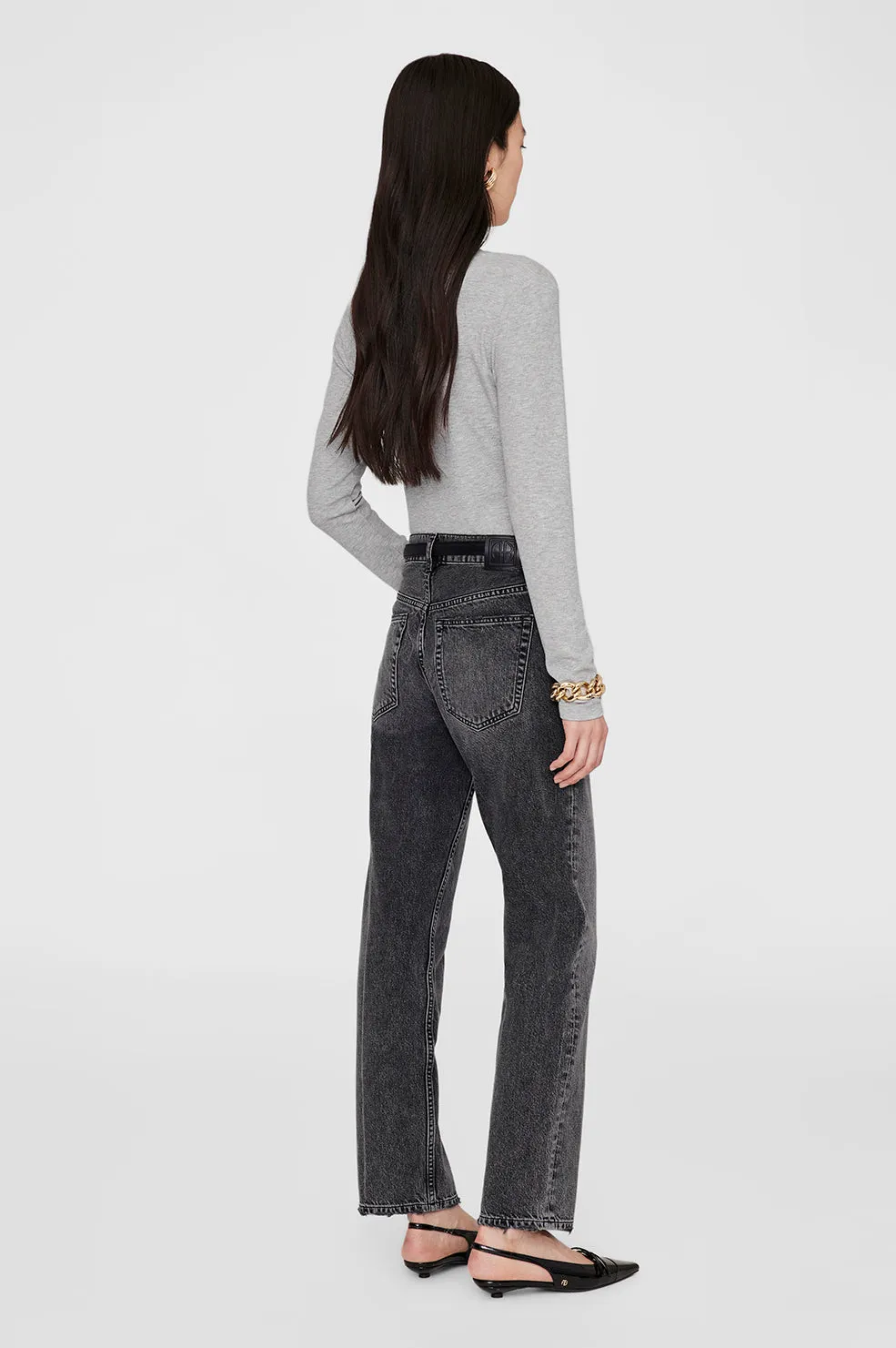 Jo Long Sleeve Tee - Heather Grey -ANINE BING