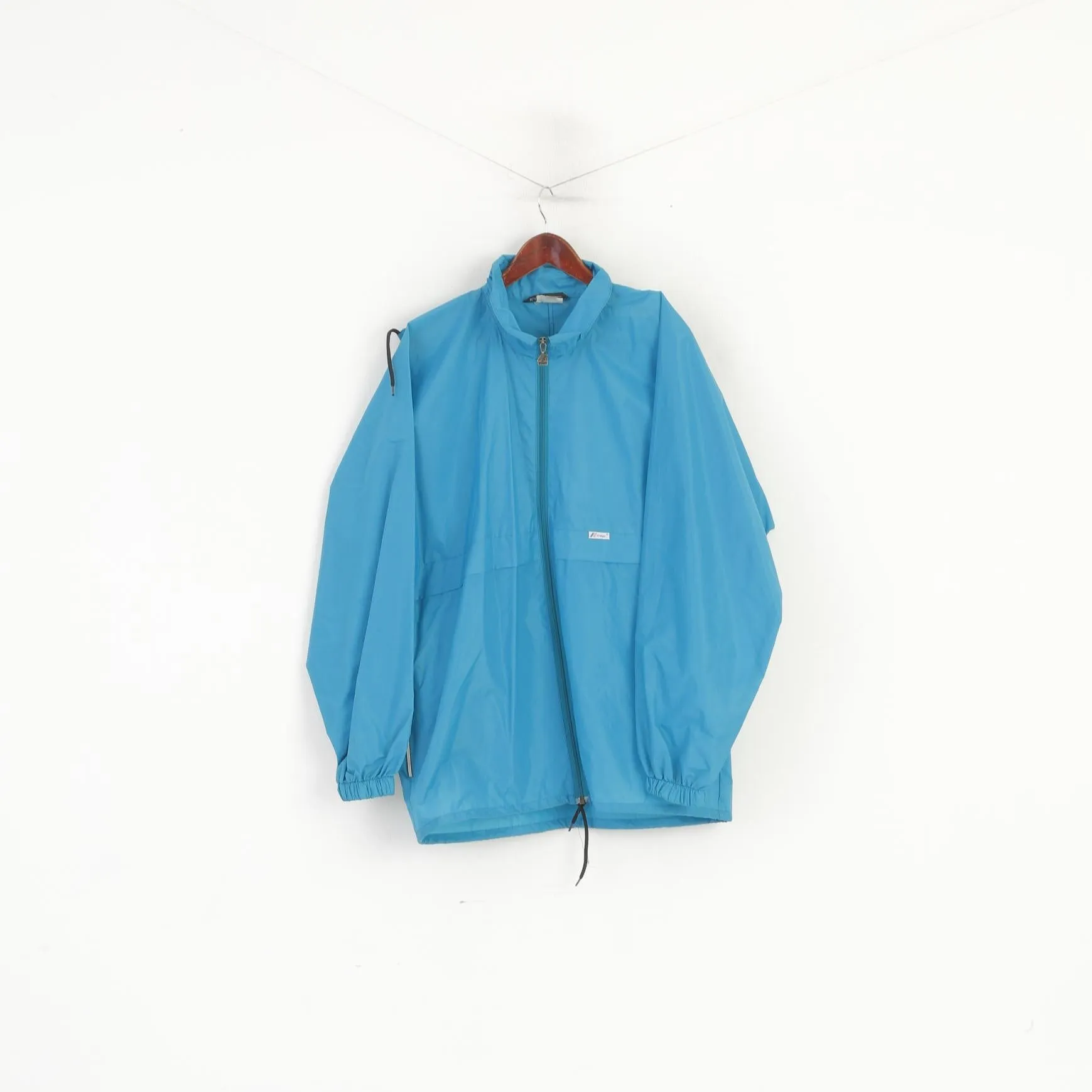 K-Way International Men L Jacket Turquoise Packable Vintage Nylon Waterproof Top