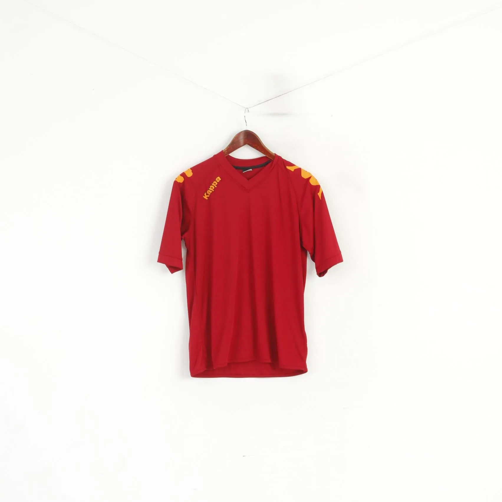 Kappa Men M Shirt Burgundy Sportswear Vintage V Neck Sport Jersey Top