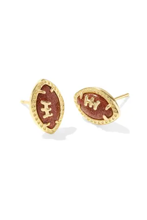 Kendra Scott Football Gold Stud Earrings in Orange Goldstone | 9608868043