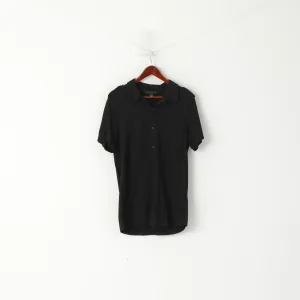 Kenneth Cole New York Men M Casual Shirt Black Cotton Modal Buttoned Plain Top