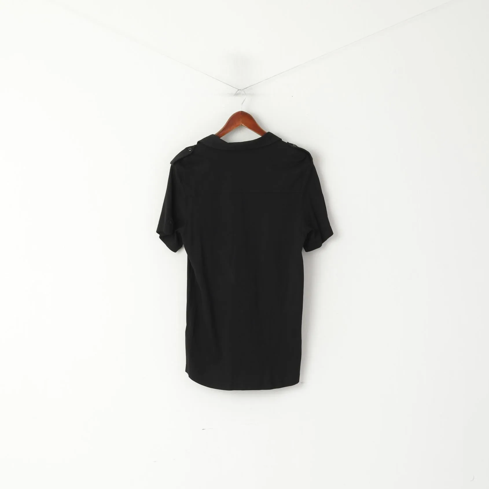 Kenneth Cole New York Men M Casual Shirt Black Cotton Modal Buttoned Plain Top