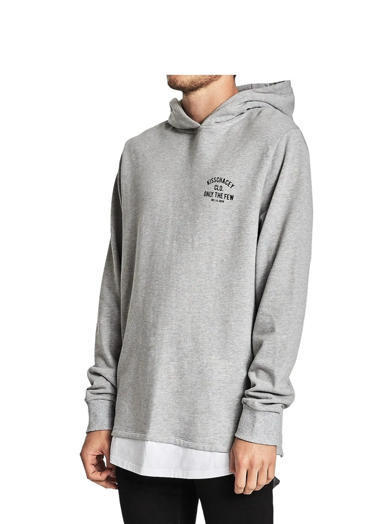 Kiss Chacey - Chicago Layered Hooded Sweatshirt - Grey Marle