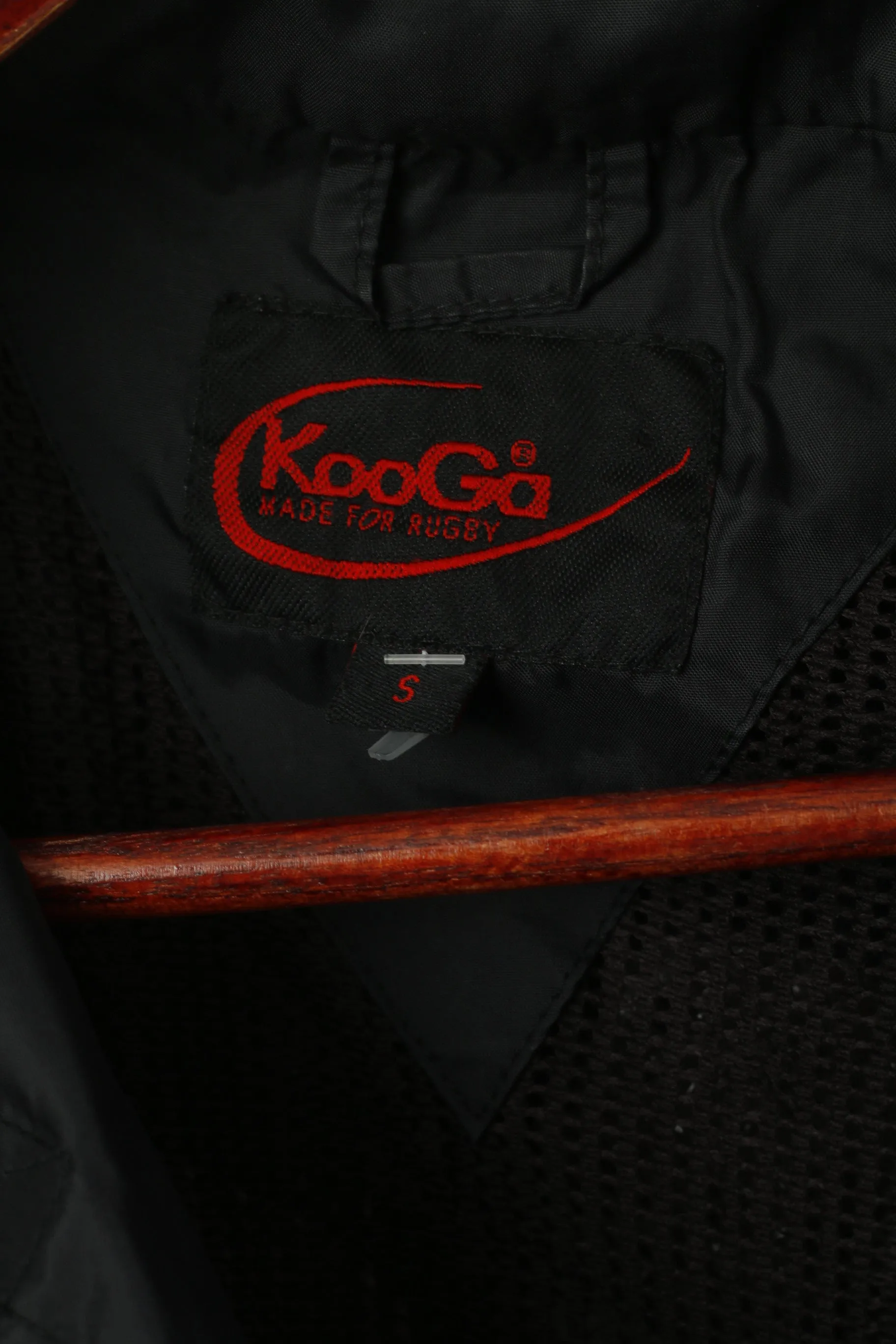 Kooga Men S Jacket Black Nylon Waterproof Rugby Full Zip Hidden Hood Top