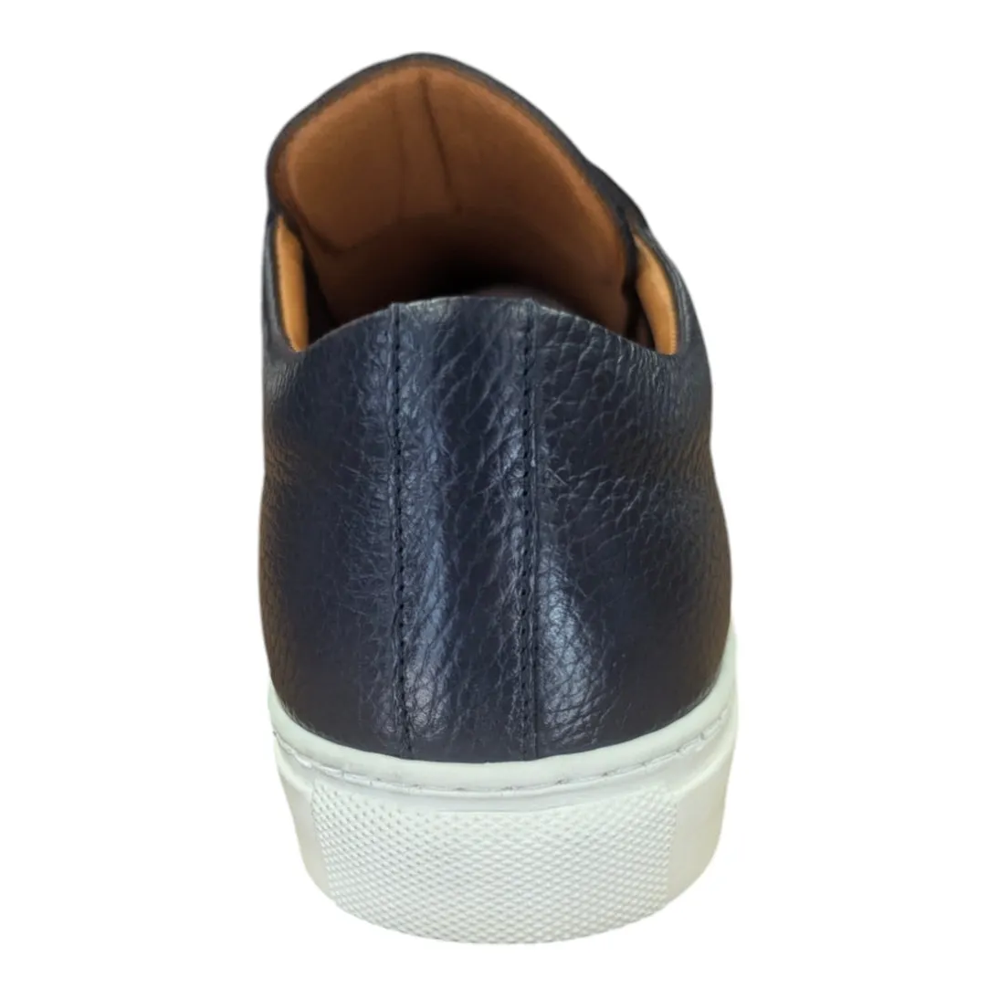 Lacuzzo Luxury Italian Smart Leather Trainers Navy