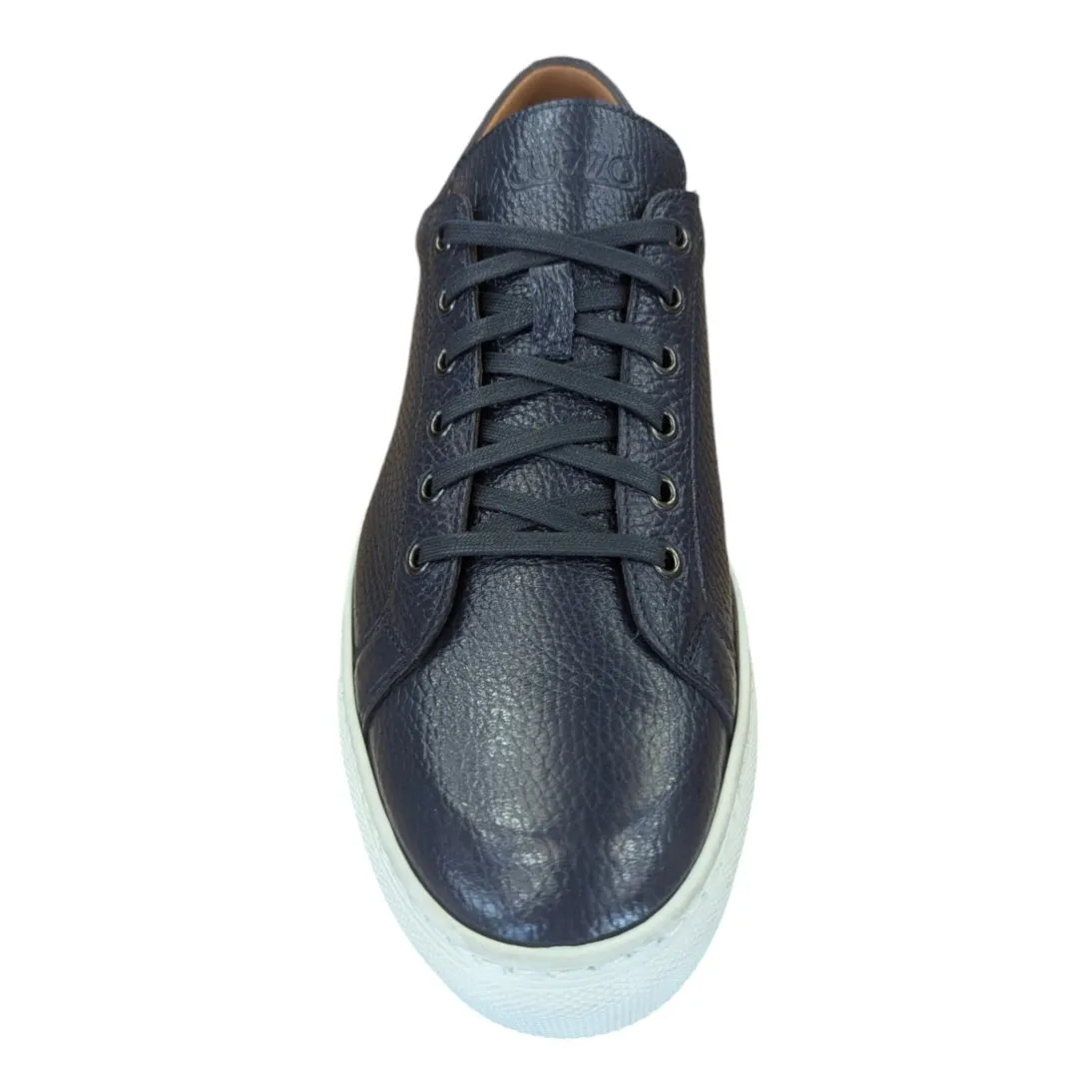 Lacuzzo Luxury Italian Smart Leather Trainers Navy