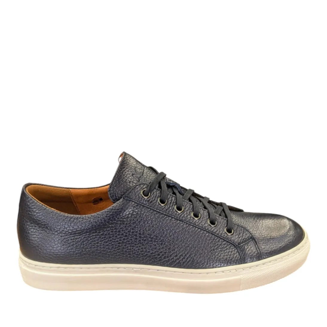 Lacuzzo Luxury Italian Smart Leather Trainers Navy