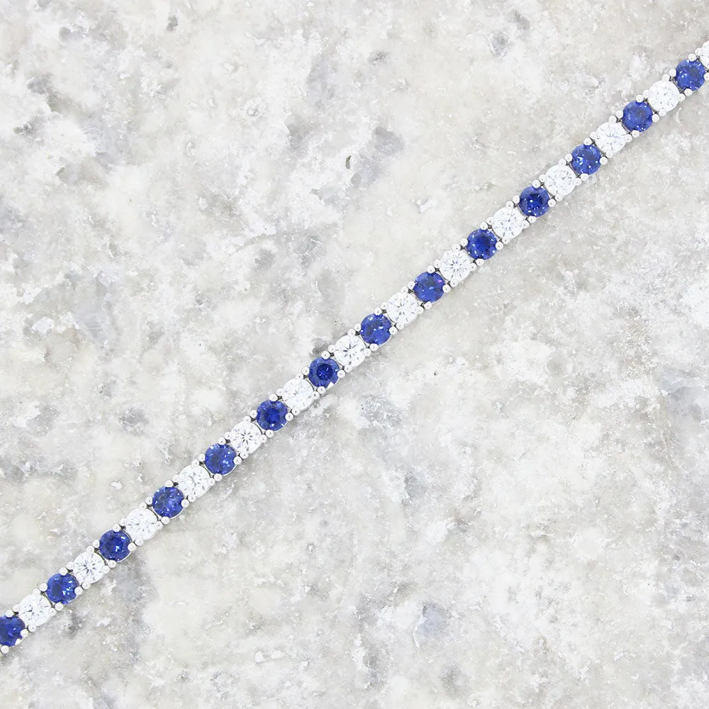 Ladies Sterling Silver Blue Cubic Zirconia Bracelet GVL021