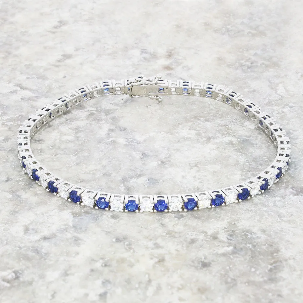 Ladies Sterling Silver Blue Cubic Zirconia Bracelet GVL021