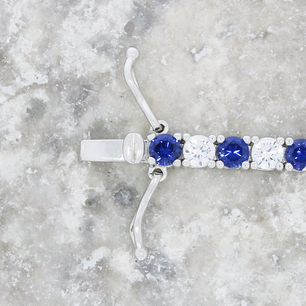 Ladies Sterling Silver Blue Cubic Zirconia Bracelet GVL021