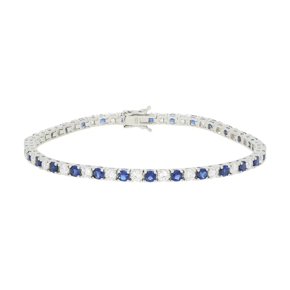 Ladies Sterling Silver Blue Cubic Zirconia Bracelet GVL021