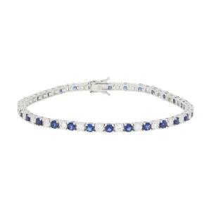 Ladies Sterling Silver Blue Cubic Zirconia Bracelet GVL021