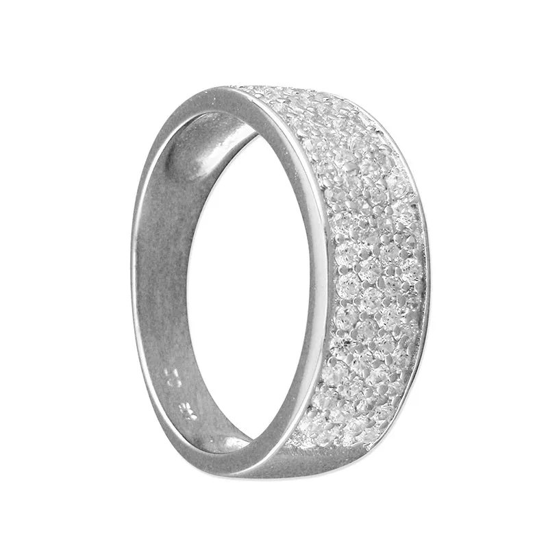 Ladies Sterling Silver Cubic Zirconia Pave Set Ring Size N