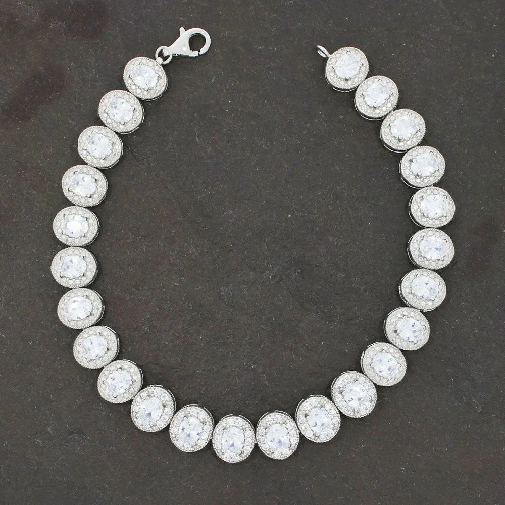 Ladies Sterling Silver White Cubic Zirconia Bracelet GVL027