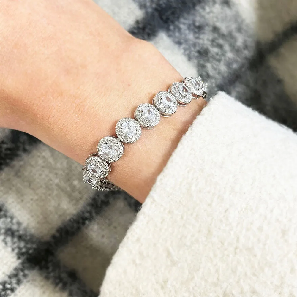 Ladies Sterling Silver White Cubic Zirconia Bracelet GVL027