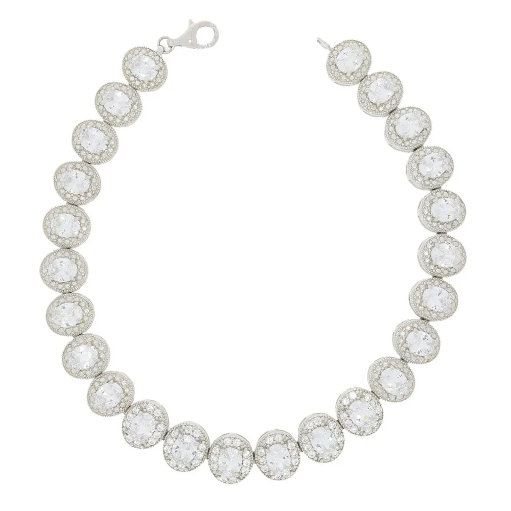 Ladies Sterling Silver White Cubic Zirconia Bracelet GVL027