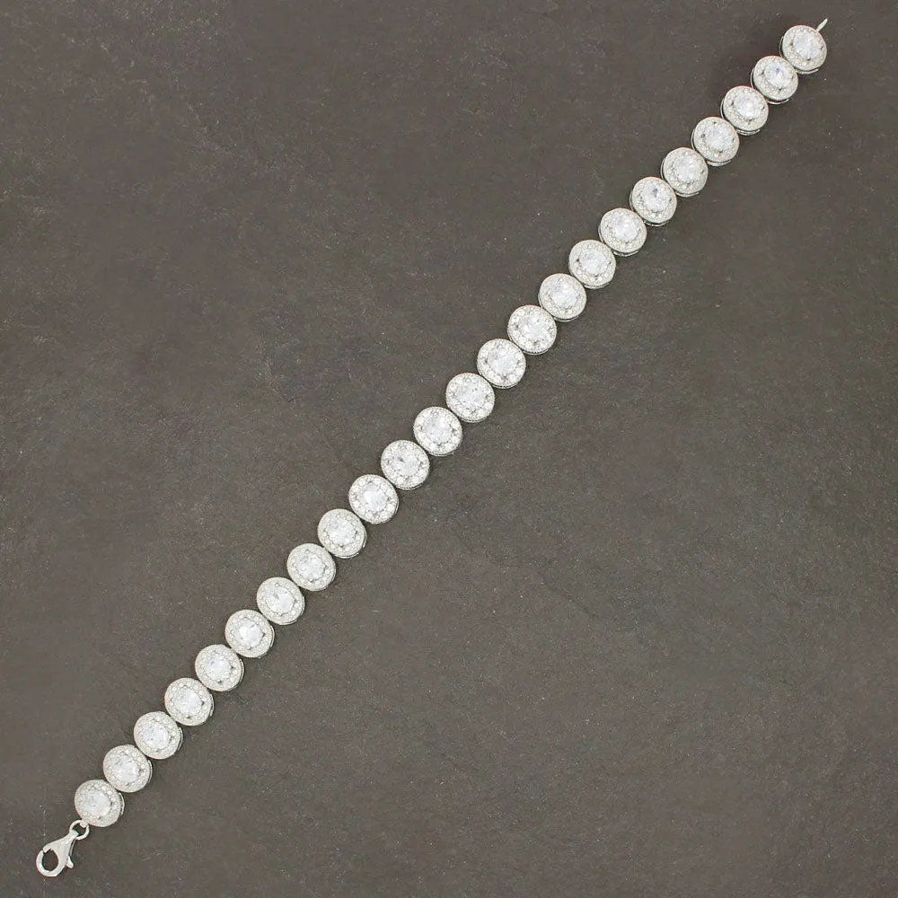 Ladies Sterling Silver White Cubic Zirconia Bracelet GVL027