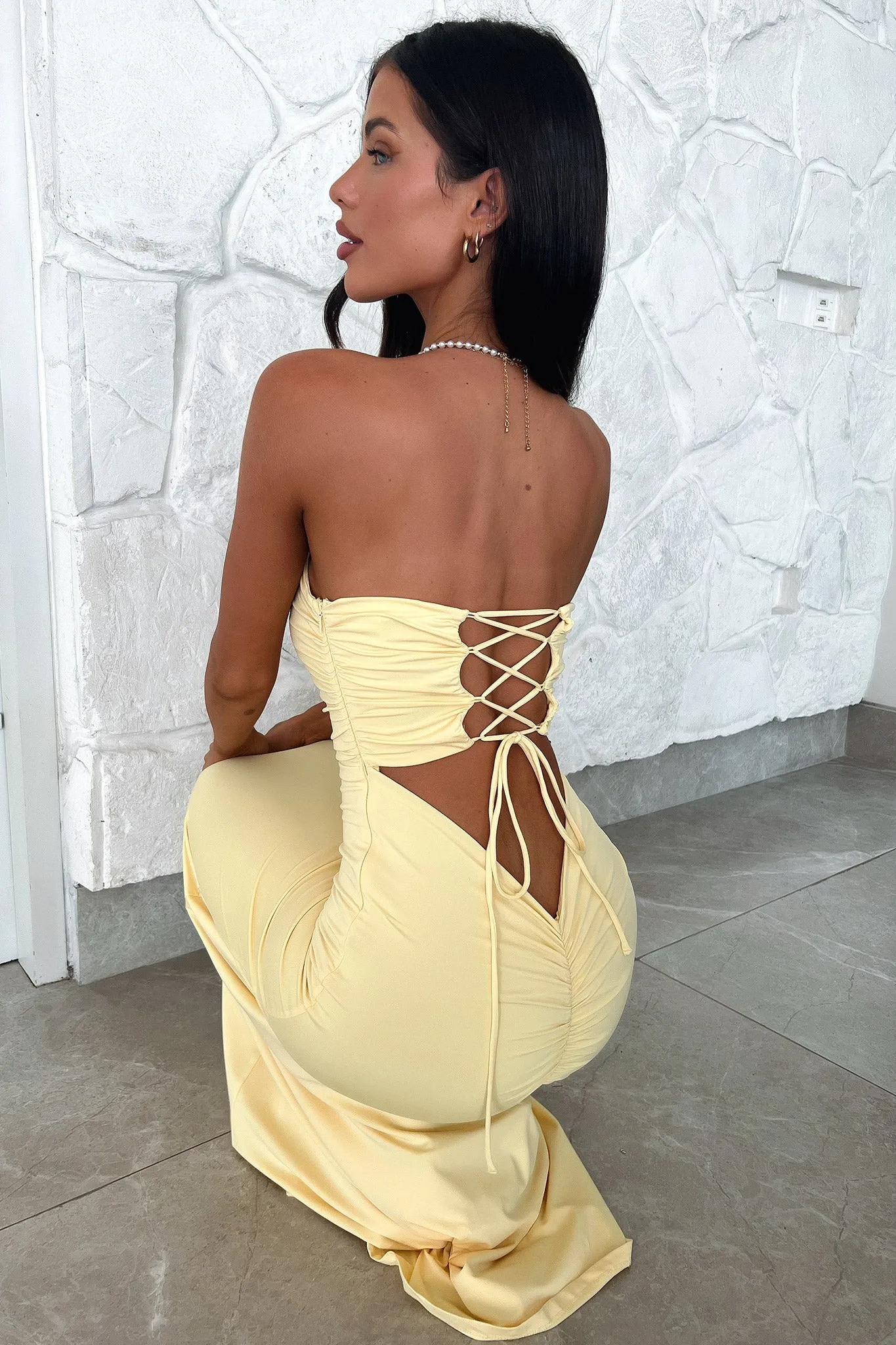Lahara Strapless Maxi Dress - Yellow