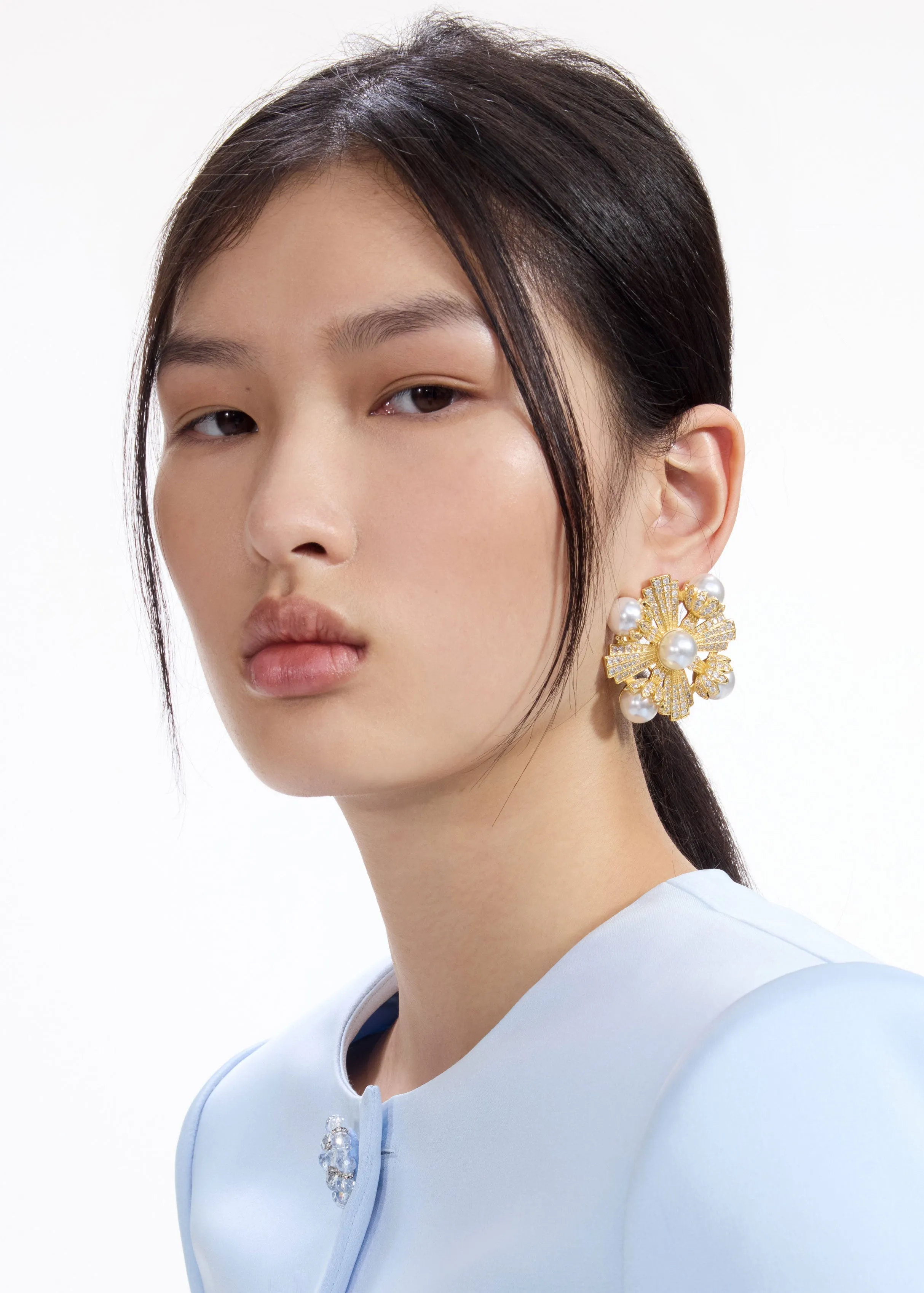 Large Gold Encrusted Earrings Self Portrait