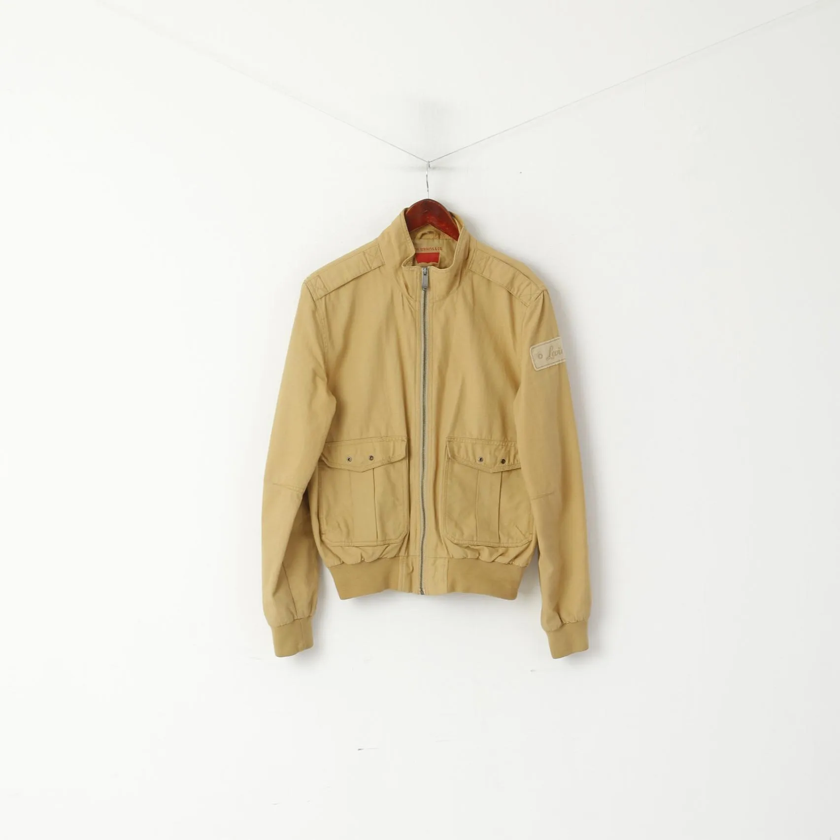 Levi Strauss &Co Men M (S) Jacket Camel Cotton Full Zipper Classic Pockets Top