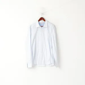 Levi's Men XXL Casual Shirt Blue White Striped Cotton Long Sleeve Top