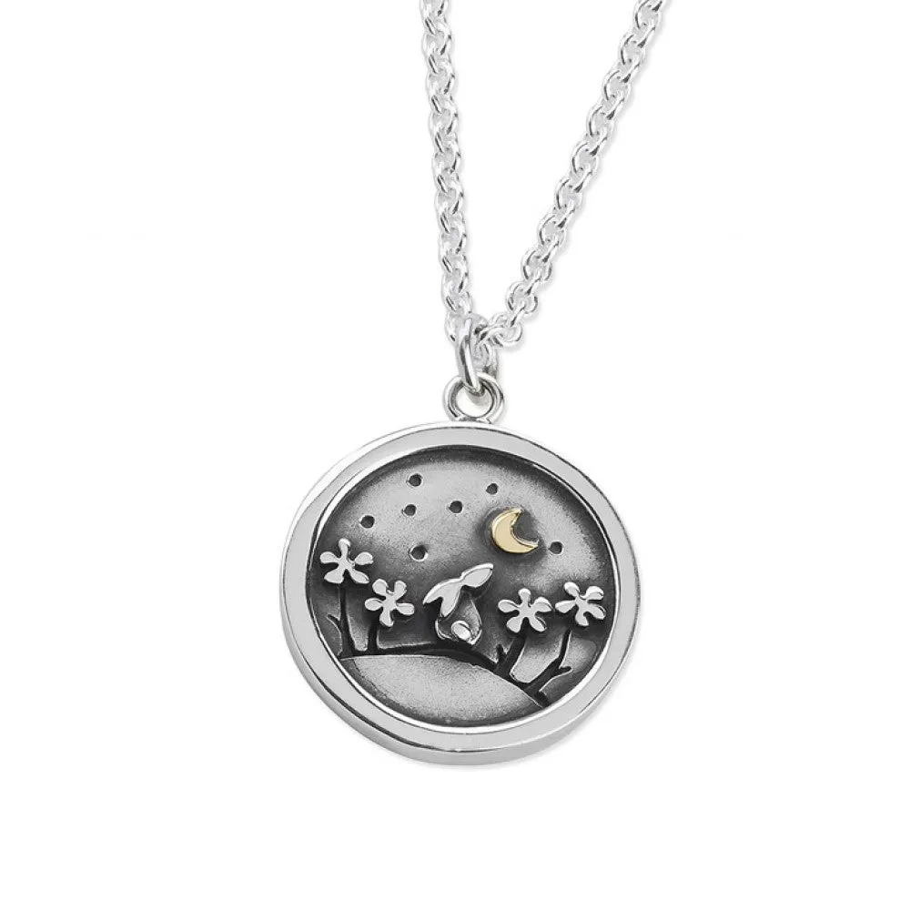 Linda MacDonald Sterling Silver and 9ct Gold Hare Necklace Lucky Penny Collection EPEN1