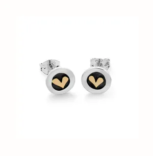 Linda MacDonald Sterling Silver and 9ct Gold Heart Stud Earrings Meadow Collection SMEDH