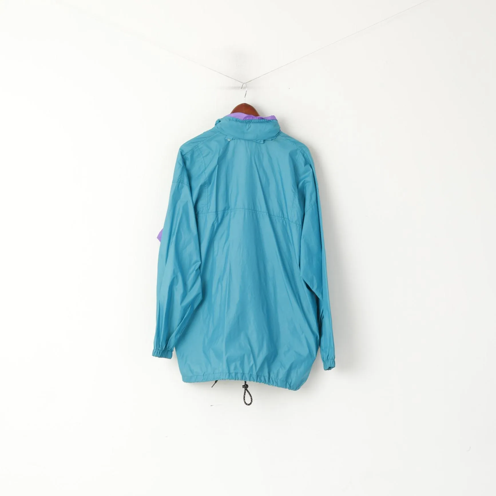 Linea Sporta Men L Jacket Vintage Green Nylon Waterproof Hidded Hood Full Zipper Top