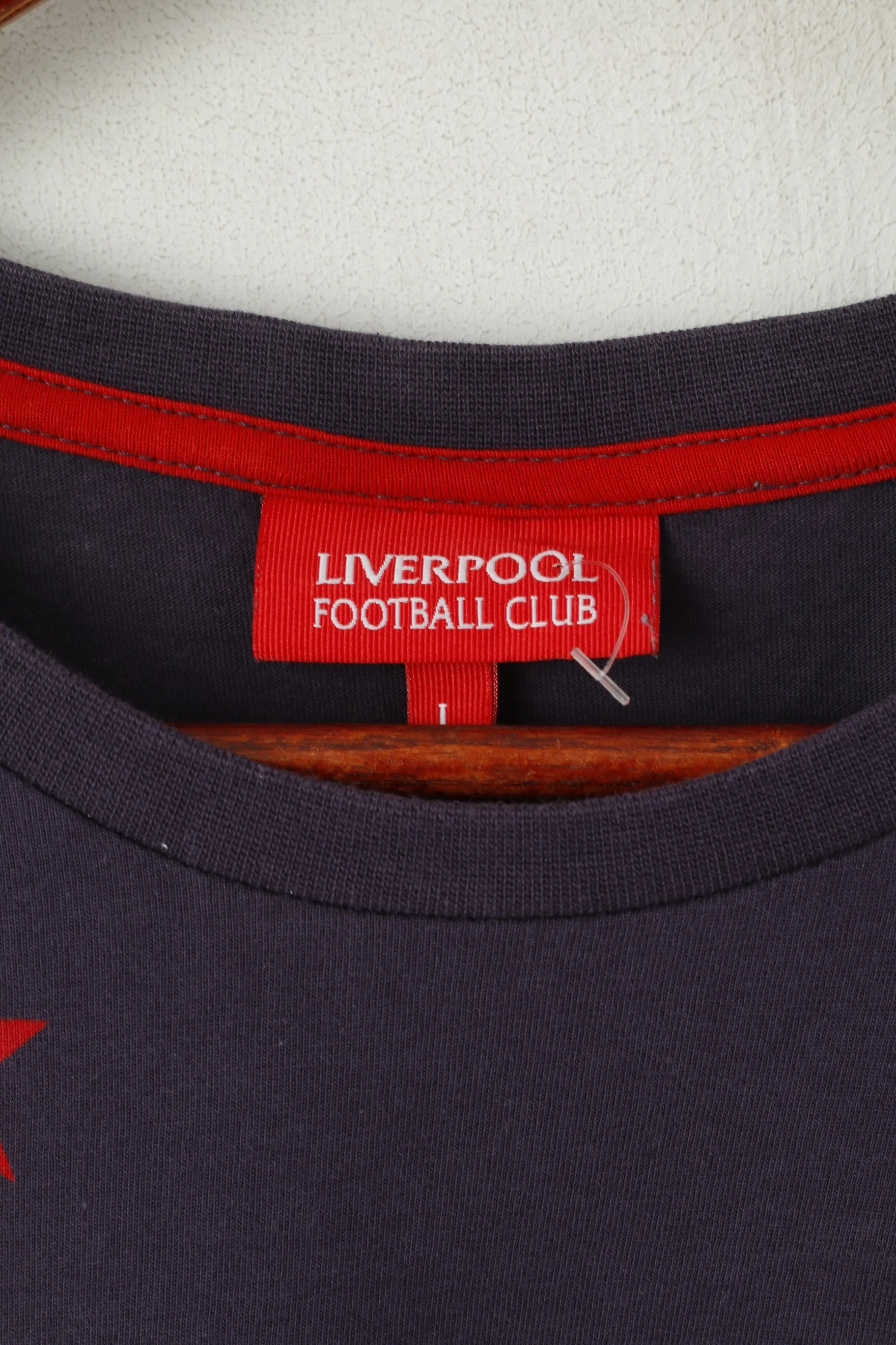 Liverpoll Football Club Men L T- Shirt Purple Cotton LFC Crew Neck Top