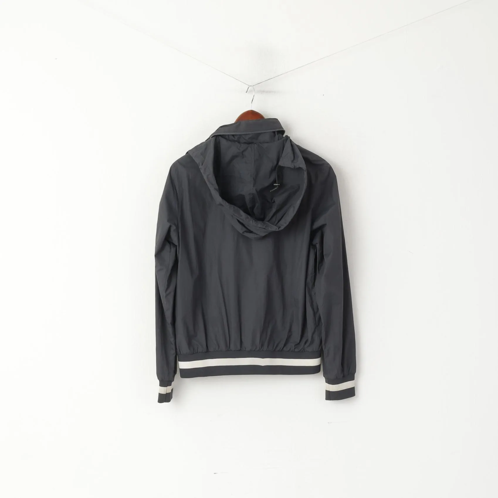Lotto Italia Men S Jacket Gray Lightweight Sport Hooded Full Zip Sport Top