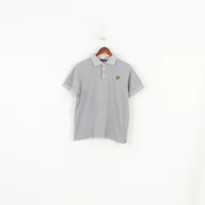 Lyle & Scott Men L Polo Shirt Grey Cotton Sport Short Sleeve Vintage Top