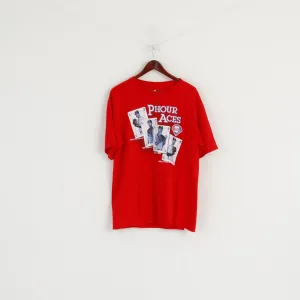 Majestic Men L Shirt Red Cotton Phillies Baseball Phour Aces Short Sleeve Top