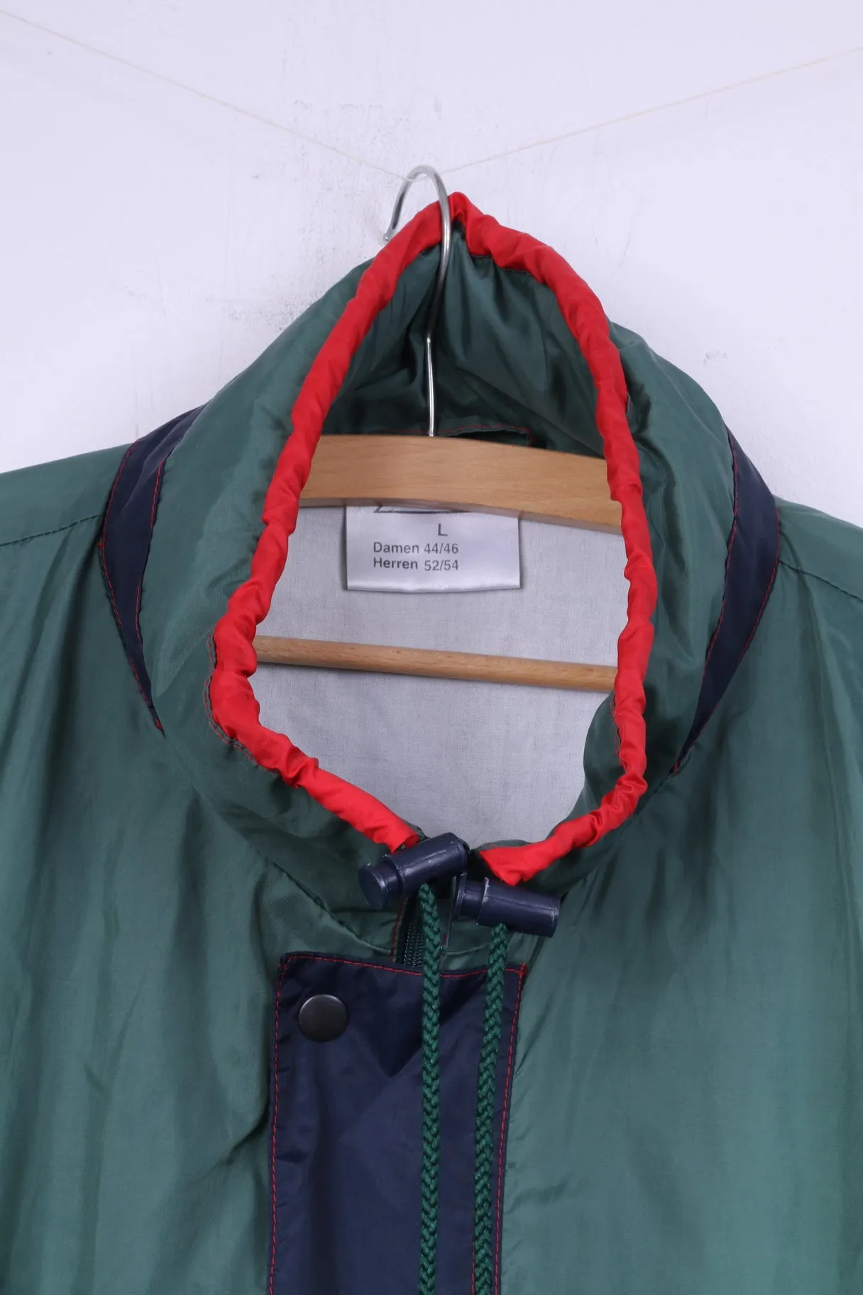 Marcel Clair Men L Jacket Green Nylon Waterproof Vintage Full Zipper Unisex Top