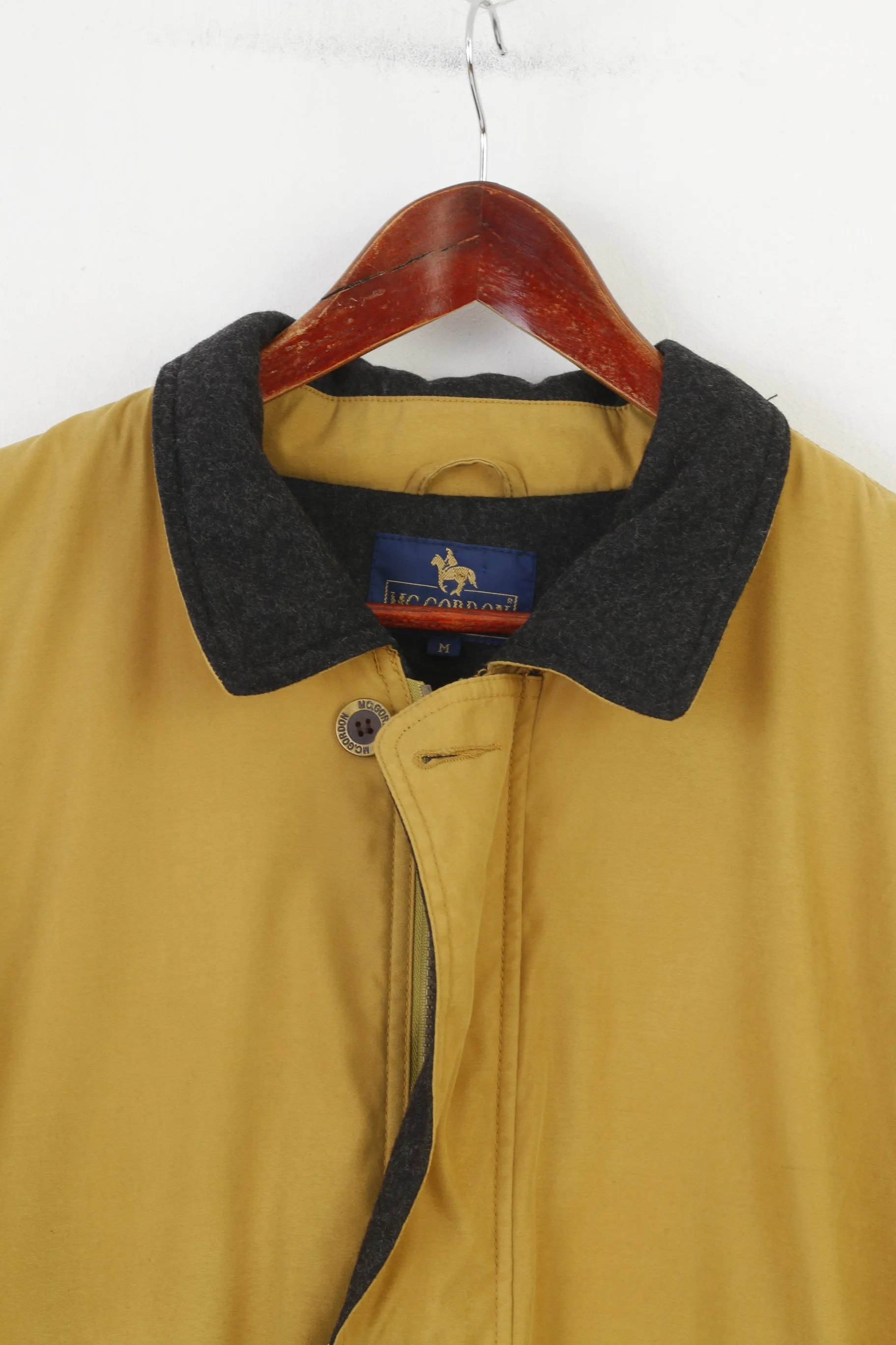 Mc.Gordon Men M Jacket Padded  Yellow Full Zipper Collar Vintage Top