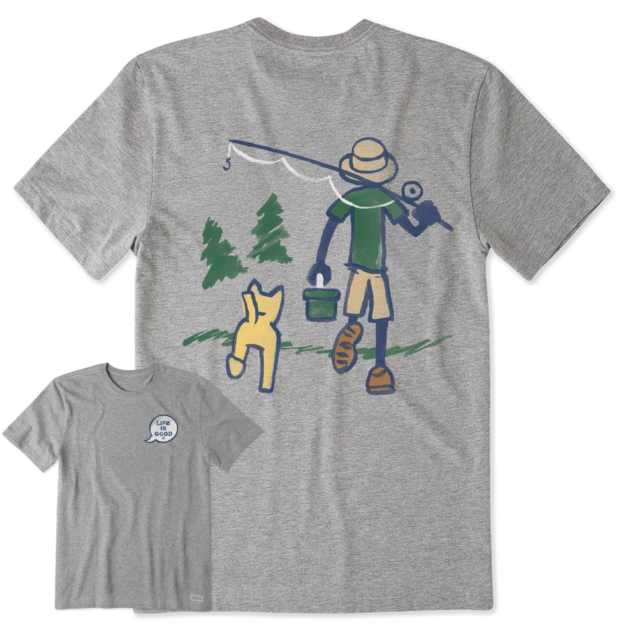Men's Jake and Rocket Fishing Walk Short Sleeve Tee Life is Good