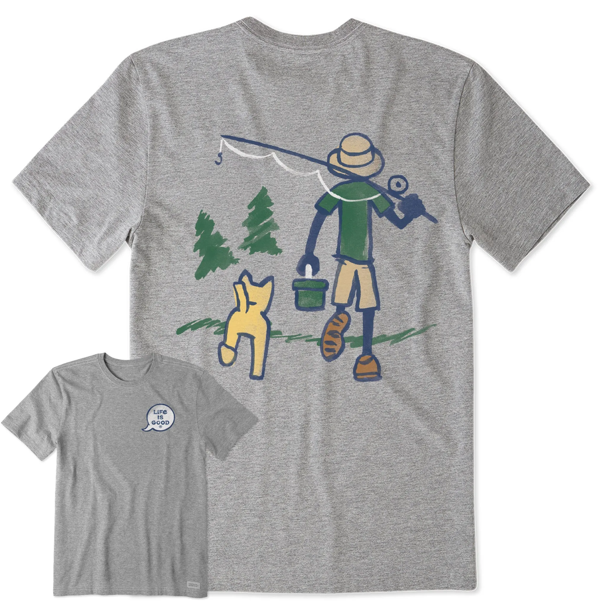 Men's Jake and Rocket Fishing Walk Short Sleeve Tee Life is Good