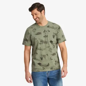 Men's Outdoor Fishing Landscape Pattern Short Sleeve Allover Printed Crusher Tee Life is Good