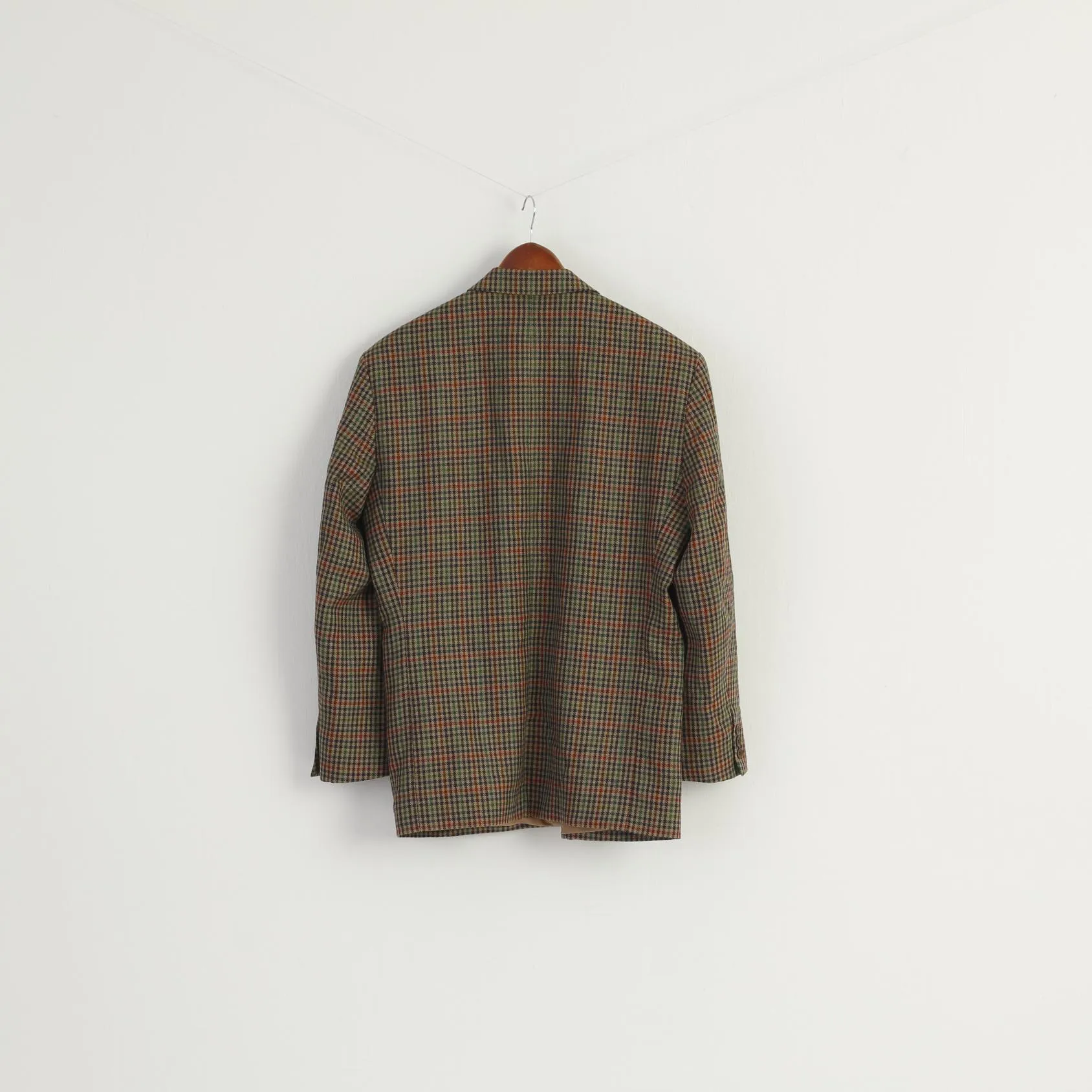 Michel Luzzi Linea Uomo Men 50 40 Blazer Brown Herringbone Vintage Wool Jacket