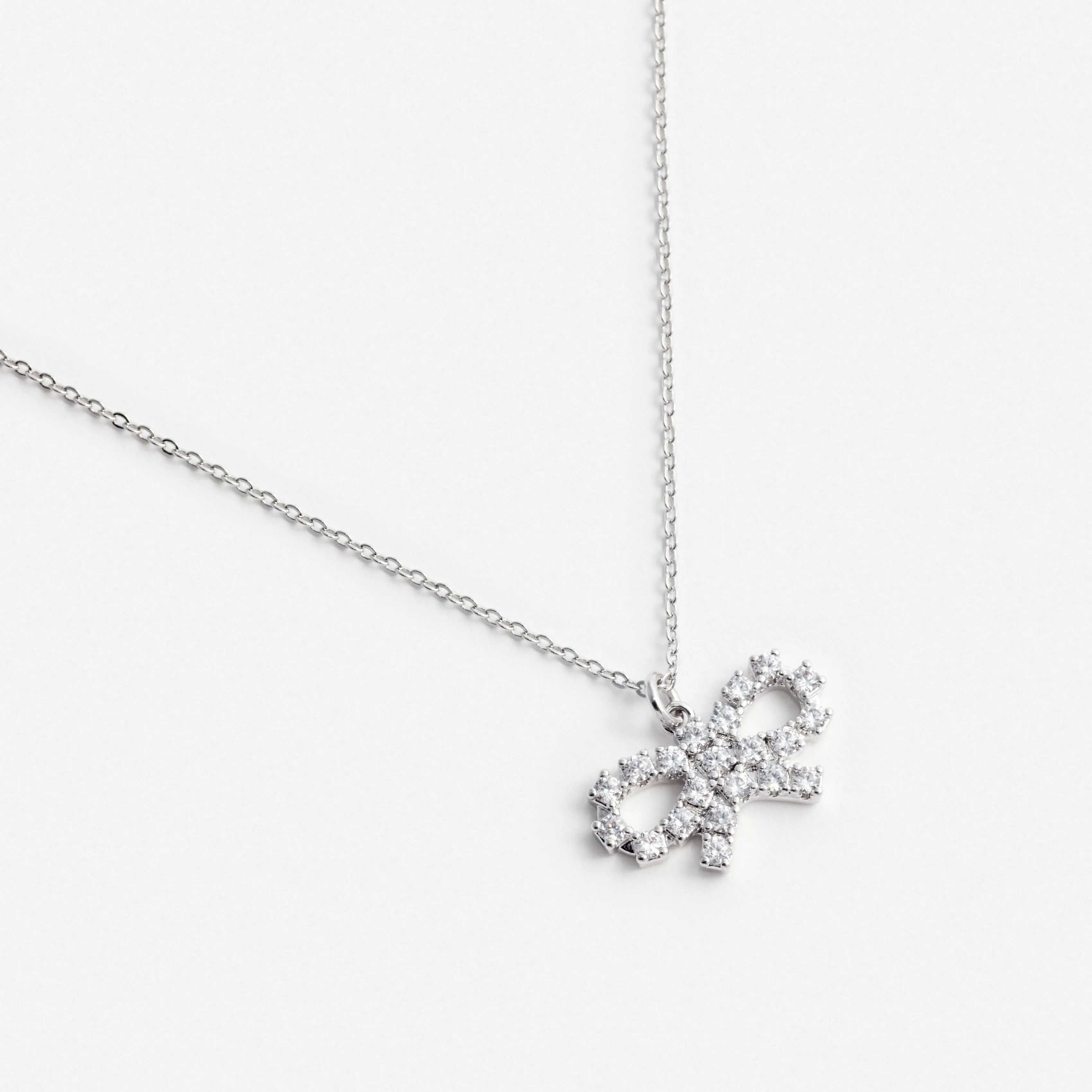Micro Crystal Bow Necklace Self Portrait
